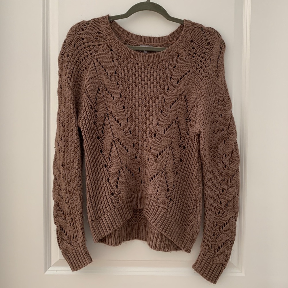 Brown Long Sleeve Crew Neck Knit Sweater